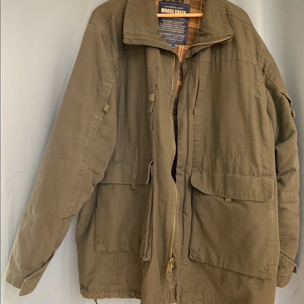 Moose Creek Field tested forest green canvas heavy winder parka. XL